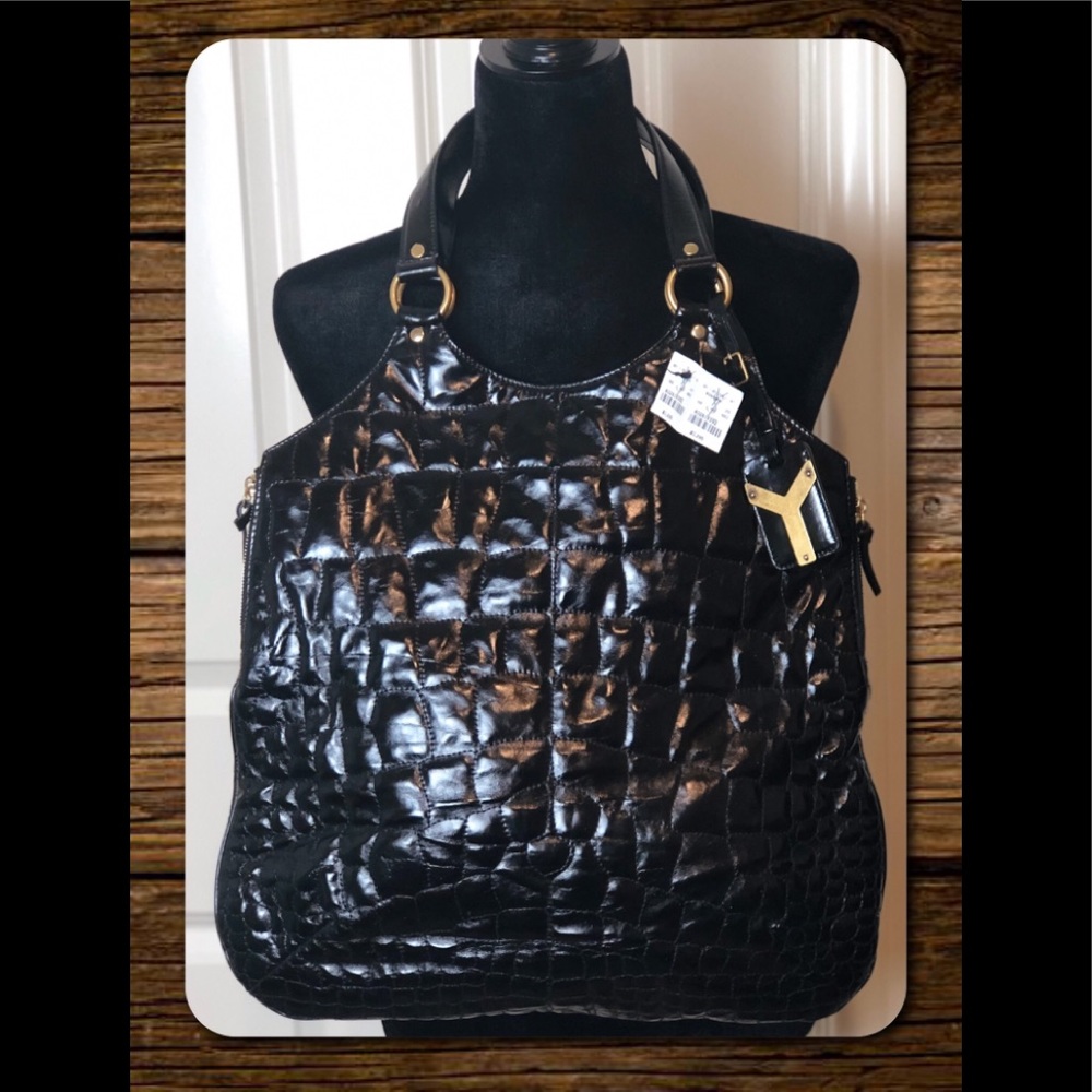 VTG w Boutique Tags YSL Tribute Black Patent Bag